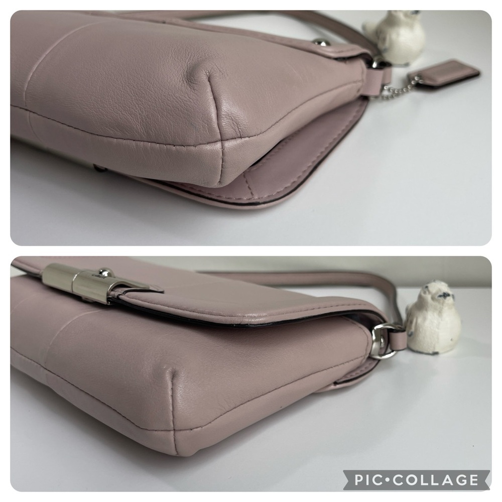 COACH Leather Handbag Wristlet Pale Pink With Cancer Awareness Hangtag - Picture 13 of 16